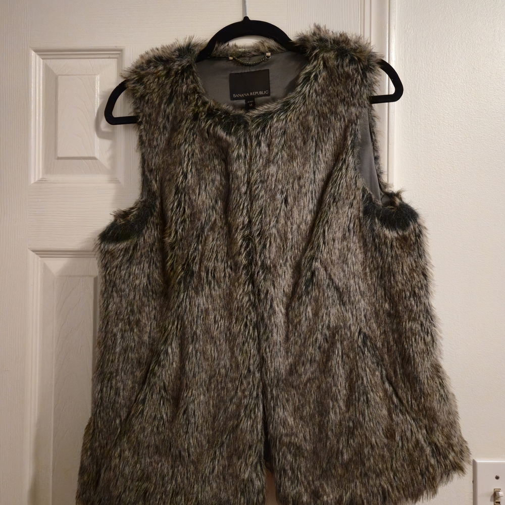 Banana Republic Faux Fur Vest - Gray